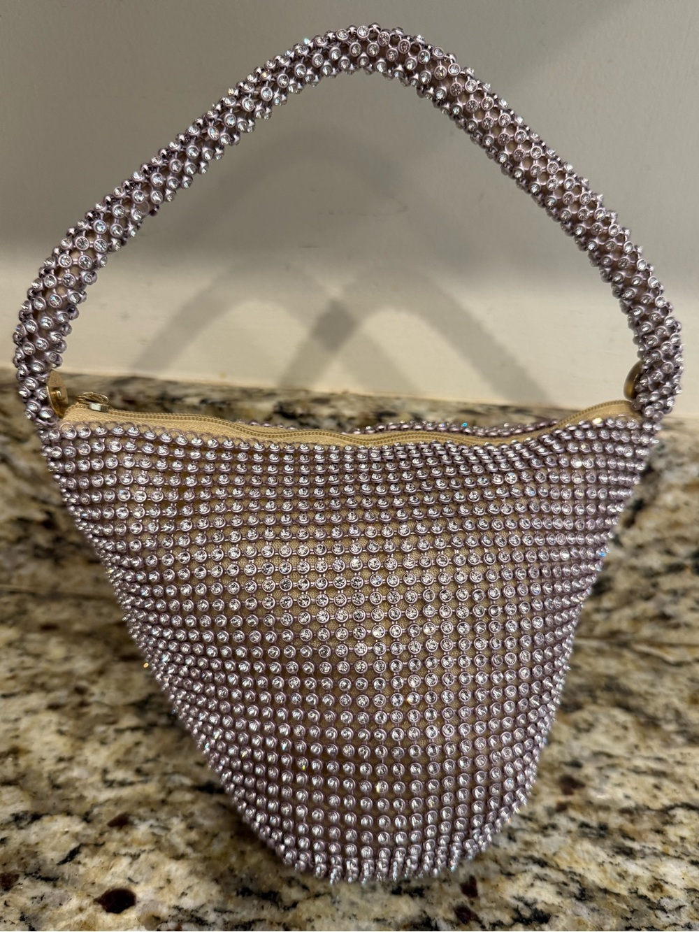 Rhinestone formal mini bag gold cloth interior special occasions - Picture 5 of 14